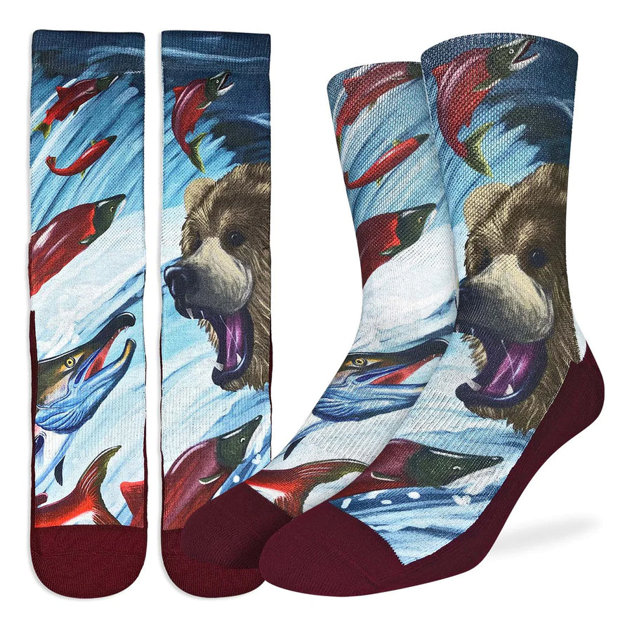 Grizzly Bear & Sockeye Salmon Mens Socks