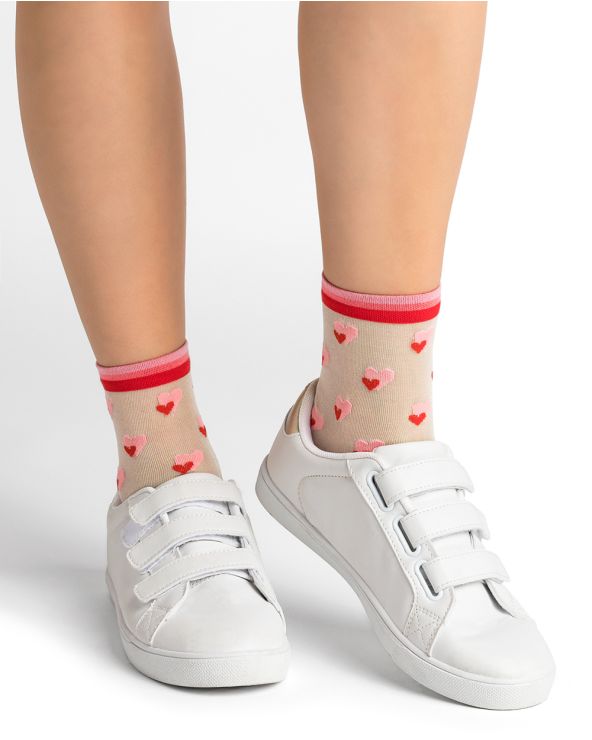 Short Sheer Heart Women's Socks